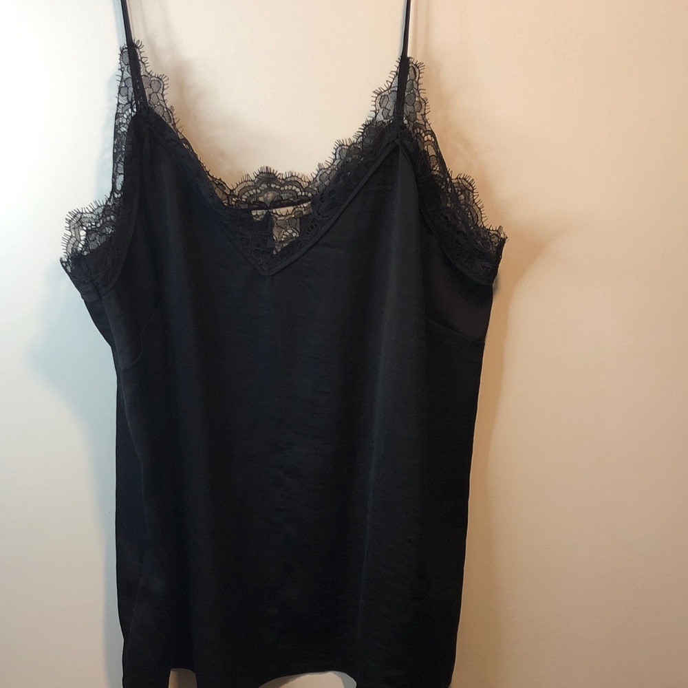 H&M Elegant Black Lace Trim Cami Top